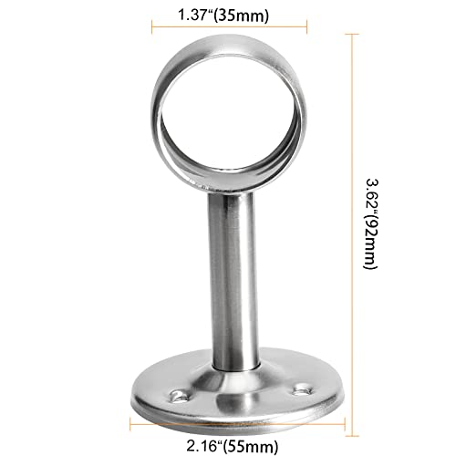 Muklei 20 Pack 1-1/4" Curtain Rod Ceiling Mount Bracket, Stainless Steel Shower Curtain Closet Rod Holder With Mounting Screws, Pipe Wardrobe Pole Holder Flange Socket, Brushed Finish #TOP1