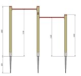 turnreck garten verstellbar Inklusive 2 Reckstangen 35 x 900 mm, 3 x Einschlaghülsen, Schruaben, 3 x Abdeckkappen