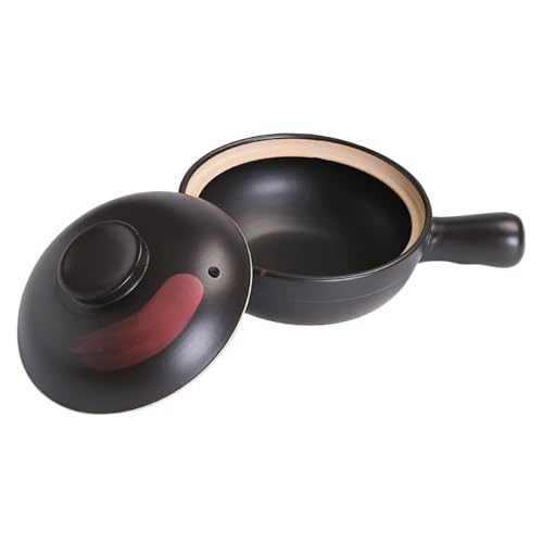 HEALEEP Olla de Barro para Cocina Cazuela Grande de Arcilla Esmaltada y Roja Olla para Guisos y Sopas Compatible con Estufa de Gas para Reuniones Familiares y Preparación de Alimentos