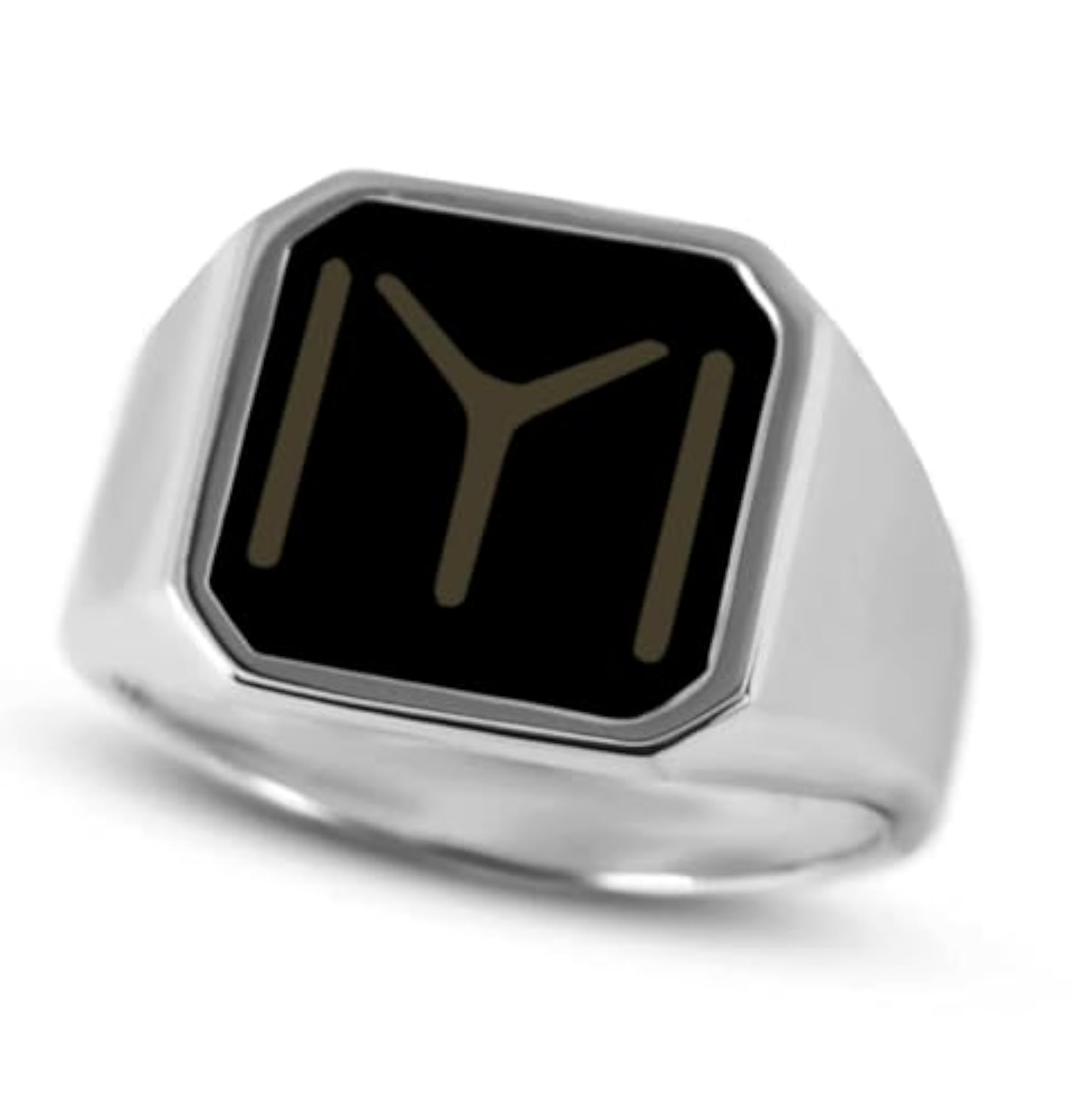 Stylish Geometric Polygon Stainless Steel Cushion Gemstone Ring