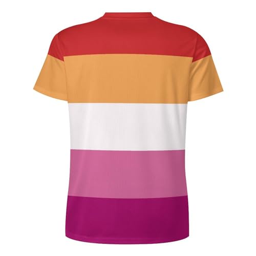 Camiseta masculina casual verão bandeira orgulho lésbico manga curta gola redonda, Estilo-30-4, GG