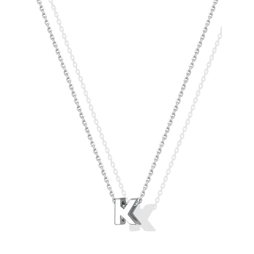 SILVERCUTE Valentines Day Gifts for Her - Small 925 Sterling Silver Initial Necklace for Women,Tiny Silver Initial Pendant Tiny Letter Necklace with A