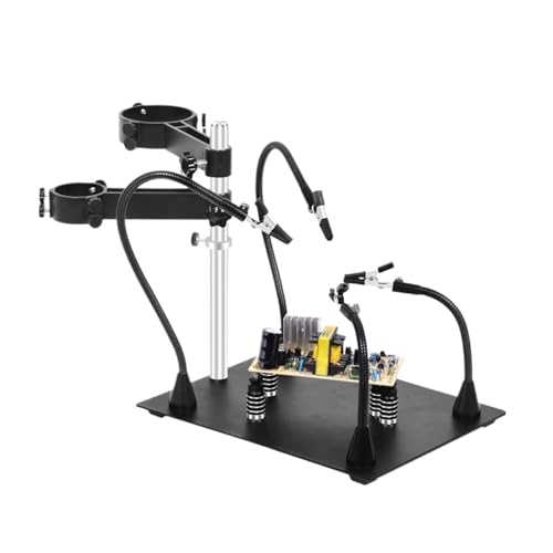 Image of Magnetic Flexible Welding Third Hand Heat Gun Holder with 3X LED Magnifier for PCB Repair Helping Rework Station(N-AGR8-BK9)