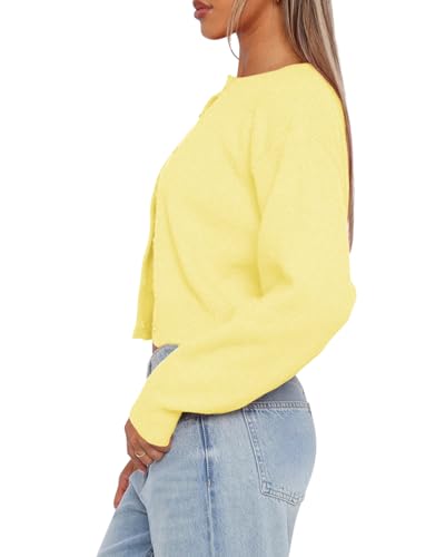 Image of Balimtoy Women's Cropped Cardigan Sweaters Long Sleeve Button Down Sweaters Knit Cardigan Cute Y2k Open Front Crop Top