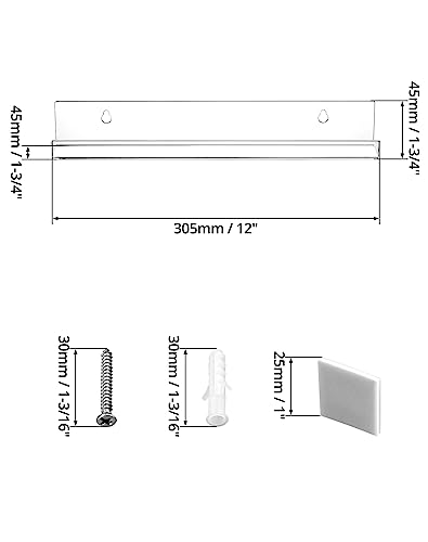 Miniatura 3 de Qwork 6x Soporte Vinilos De Acrílico Transparente, Estanteria Pared Para Discos De Vinilo, Fotos, Libros, Obras De Arte, Maquillaje 30,5 X 4 X 4 Cm