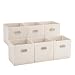 MAX Houser Fabric Storage Bins Cubes Baskets Containers with Dual Plastic Handles for Home Closet Bedroom Drawers Organizers, Foldable, Set of 6 (Beige)