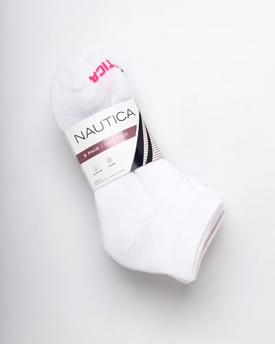 Image of Nautica Womens Quarter Socks Athletic Cushion Moisture Wicking Socks 6 Pack | Stretch Performance Dri-Motion Fabric, Cushioned with Arch Support, Breathable Mesh Panels, Quarter Cut, Shoe Size 4-10