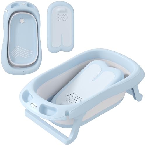 AIYAPLAY Baby Badewanne Faltbare Babybadewanne mit Gestell Rutschfest