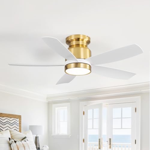Sofucor 107cm Ventilador de Techo con Luz, Mando, 6 Velocidades, Temporizador, Motor DC, LED Silencioso Ventilador Techo con Lampara para Dormitorio Salon