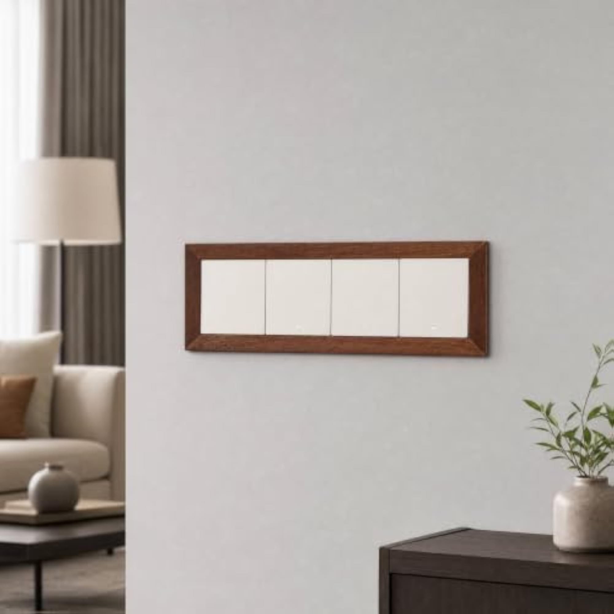 Walnut Wood-Grain Switch Surround Frame, Rectangular