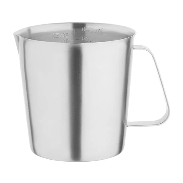 Vogue Stainless Steel Measuring Jug 1ltr - Measuring Pitcher for Cooking Baking, Dishwasher Safe CX058, Silver
