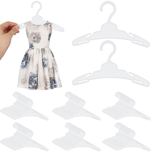 XEQWZVFR 60 perchas para ropa de muñecas de 18 pulgadas, color blanco, resistentes, no se doblan, antideslizantes, para ahorrar espacio, para ropa de niñas, accesorios de muebles de casa de muñecas