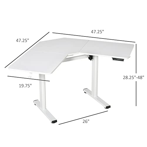Vinsetto 65.75" Adjustable Height Standing Desk, V-Shaped Computer Desk Workstation For Home, Office, White #TOP2