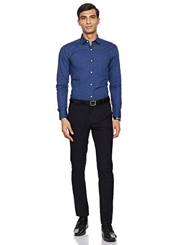 Image of Park Avenue Men's Pure Cotton Print Pattern Slim Fit Semi Cutaway Collar Full Sleeve Formal Shirt