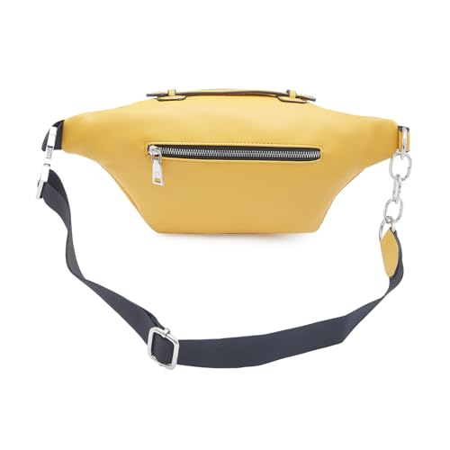 Image of Caprese Women's Fanny Pack Medium Stylish Polyester Waist Bag for Travel, Festivals, Hiking & Daily Use (Yellow)
