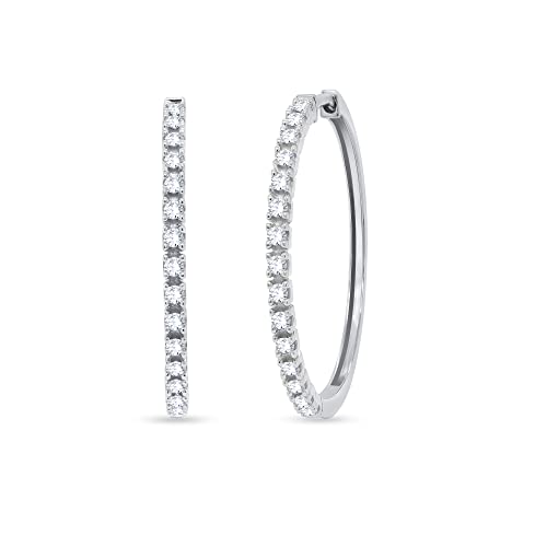Poshadime Round Diamond Huggies Hoop Earrings For Women Girls - 1/2 Cttw Round Cut Natural Diamond Hoop Earrings Jewelry Gift 18K White Gold Over Sterling Silver (0.52 Carat, I-J Color, I2 Clarity) #TOP7
