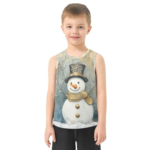 Boys Tank Top Shirts Vintage Winter Snowman Sleeveless T-Shirts Crew Neck for Kids Clothing Children2