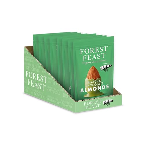 Forest Feast x PerfectTed Matcha Chocolate Almonds - Premium Roasted Almonds Coated in Smooth Matcha Green Tea White Chocolate - 8 x 120g Packs