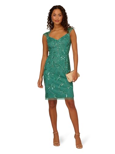 Image of Adrianna Papell Womens Beaded Mesh DressSpecial Occasion Dress