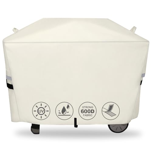 Image of 7112 Grill Cover for Weber Q2000 /Q300 /Q3000 /Q3200 Series Gas Grills | 600D Heavy Duty Waterproof BBQ Grill Cover for Weber Q2000,Q2200,Q2400,Q2000N+,Q300,Q320,Q3000,Q3200 Gas Grills,Beige