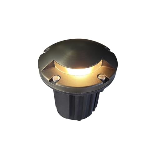 MALORY Brass Top Cover Landscape Well Lights,（5‘’H 12V Low Voltage Outdoor In Ground Lights,Landscape Lighting for Pathway, Driveway and Garden (One-Direction Turret, 1-Pack Without Bulb) 1-