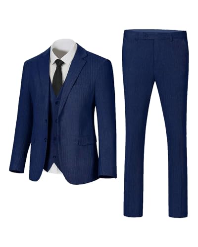 Image of Retro 3 Piece Suit Tweed Herringbone Men's Suits Slim Fit Jacket Vest Pant