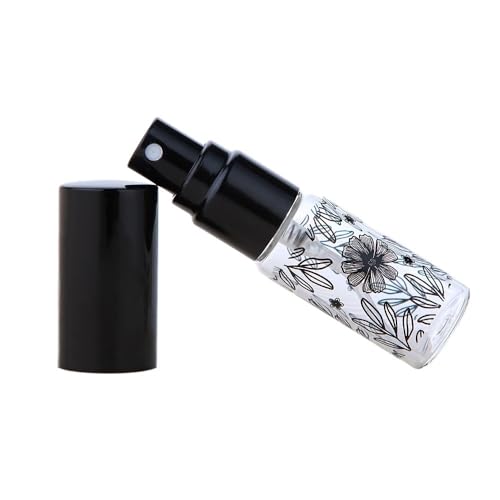 BODOBTF 1 botella de perfume de vidrio portátil de 5 ml con atomizador vacío en aerosol cosmético líquido mini botellas recargables (negro)