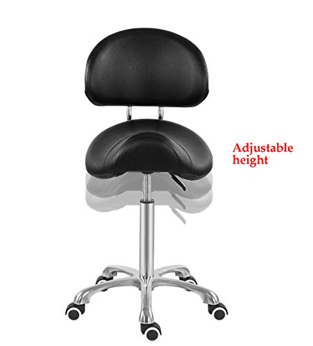 image for Antlu Saddle Stool Chair with Back Ergonomic Rolling Esthetician Seat 