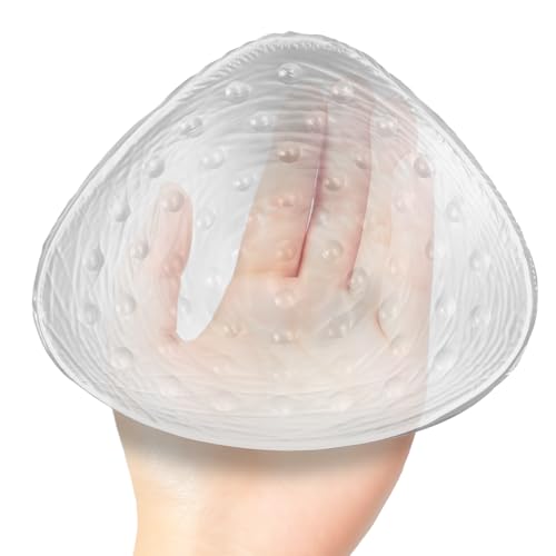1 PCS Triangel Mastektomie Brustprothesen, Transparente BH Einlagen Silikon, Massage Silikon Brüste, Schwimmen Silikon Brust Einlagen, Konkave Silikonbrüste für Damen Oder Crossdresser, 200g