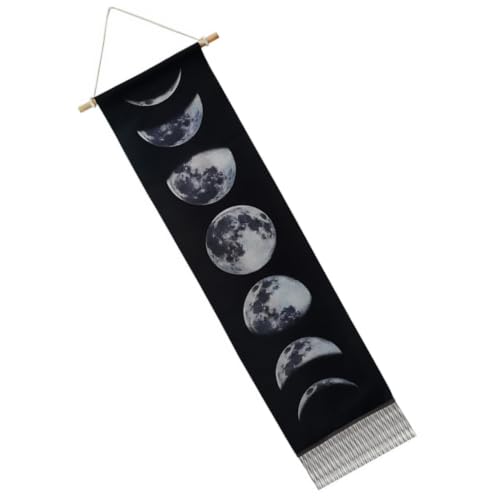 Tapiz de fase lunar negro para vestir paredes vacías con un diseño bohemio de algodón
