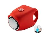 PCSW Elektrische Fahrradklingel Fahrradhupe mit 120 dB | aus Silikon inklusive eingebauten Knopfzellen | Viele Verschiedene Modis | Fahrradring Fahrrad Lenker Alarm Klingel (Rot)