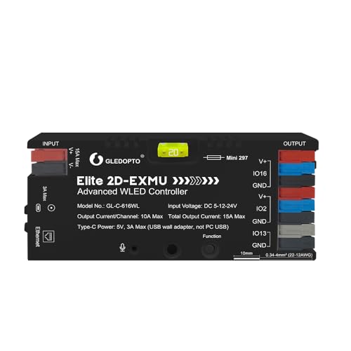 Sicurezza focalizzata con compatibilità LED universale: include un fusibile da 20 A per protezione da sovraccarico e supporta un'ampia gamma di strisce LED indirizzabili, come WS2811, WS2812, SK6812, WS2813, WS2815 e WS2805, garantendo un'integrazione senza interruzioni con Illuminazione esistente Sistemi