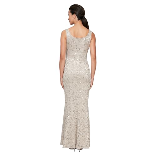 S.L. Fashions Women's Long Sequin Lace Fit and Flare Mother of The Bride Dress with Jacket (Petite & Regular Sizes)4