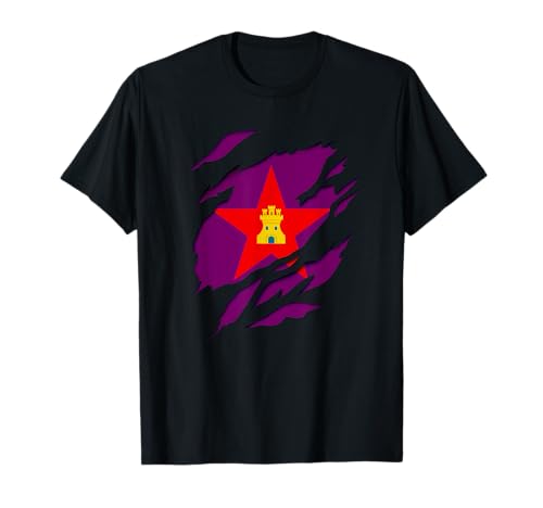 Lobro Design Camiseta de Bandera de Castilla Comunera Castellanismo Efecto 3D Negro Talla S