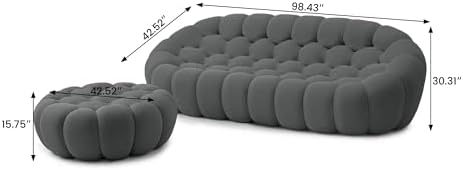 WJShome Modular Sectional Sofa,Bubble Couch,Comfy Curved Couch Living Room Sets,Modern Upholstered Bean Bag Sofa Mesh Fabric Lazy Floor Chair Living Roon Sets (Dark Gray, 3 Seater+Ottoman)