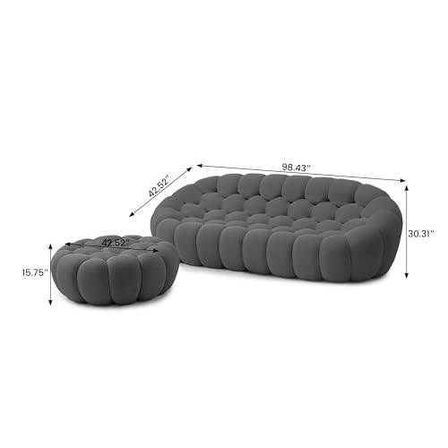 WJShome Modular Sectional Sofa,Bubble Couch,Comfy Curved Couch Living Room Sets,Modern Upholstered Bean Bag Sofa Mesh Fabric Lazy Floor Chair Living Roon Sets (Dark Gray, 3 Seater+Ottoman)