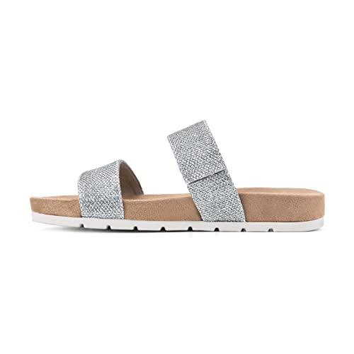 Cliffs By White Mountain Tahlie Women's Slide Sandal, Silver/Glitter/Fabric, 7.5 M #TOP2