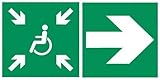 Evacuation handicapé Droit - Autocollant vinyl waterproof - L.300 x H.150 mm