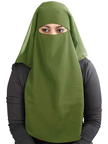 MyBatua 3 capas saudi niqab en georgette transpirable, precio al por mayor, 1 pieza velo de cara NQ-003 (alheña)