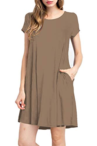 Women's Swing Loose T-Shirt Fit Comfy Casual Flowy Cute Swing Tunic Dress