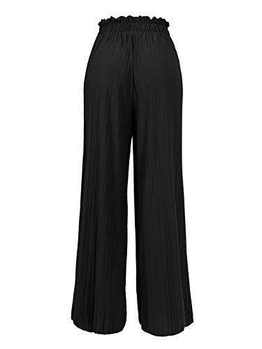 Design By Olivia Women's Ribbon Tie Chiffon Loose Pleated Wide Leg Palazzo Pants Black 3Xl #TOP2
