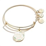 Alex and Ani Bridal Expandable Bangle for Women, Mother of the Groom Charm, Shiny Gold Finish, 2 to 3.5 in