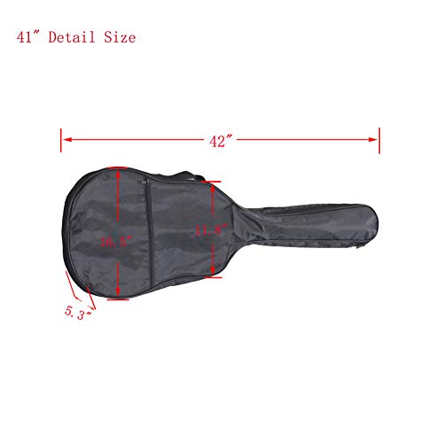 Water-resistant 41 Inch Guitar Bag One Pocket Acoustic Gig Bag Single Adjustable Shoulder Strap Durable Guitar Cover Case Zippered Guitar Storage Bag for Dust-proof Transport Carry Travel, Black