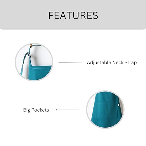 Image of Uni Plain Apron Title - 100% Cotton Kitchen Apron For Women & Men | Uni Plain, (28 inch X32 inch) | Durable Apron with Spacious Pocket - Perfect Kitchen Set for Home or Professional Use