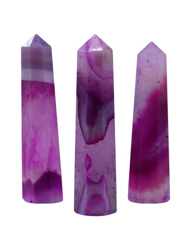 Image of Crystal Heaven Certified Pink Agate Crystal Tower Obelisk Point For Chakra, Healing And Balancing - Aaa Grade Original Certified Gemstone Agate For Reiki Meditation Yoga Spiritual (3-4 Inches)