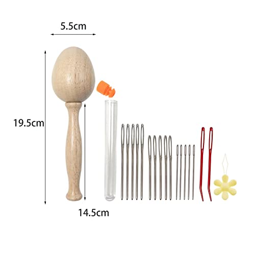 Colaxi Darning Egg Darning Needle Kit Bent Tip Needles Crafts Threader Diy Wooden Darning Mushroom Darning Kit For Mending Socks Handicraft #TOP3