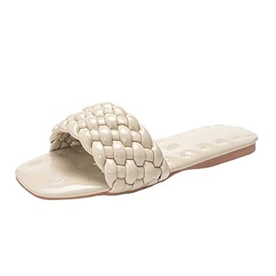 LUCKY STEP Women's Square Toe Casual Slide Sandals Kuwait