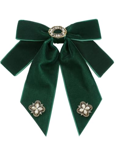 Image of Women's Velvet Alloy Rhinestone Bow Tie, Pre-Tied Bowties for Woman 1 Pcs