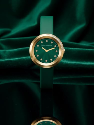 Image of French Connection Sunray Green Round Dial with Green Leather Strap Watch for Womens - FCO1GRL