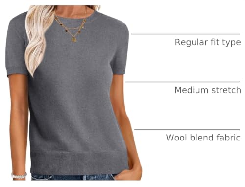 Image of ANRABESS Womens Short Sleeve Sweaters Wool Blend Crew Neck Sweater Shirts Business Casual Work Tops 2026 Summer Outfits